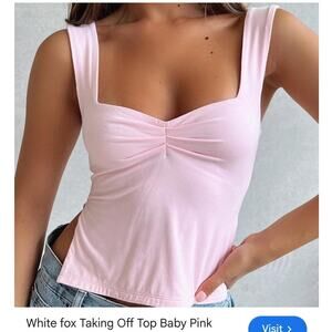 EUC White Fox Taking Off Top Baby Pink Crop Tank Women’s Small